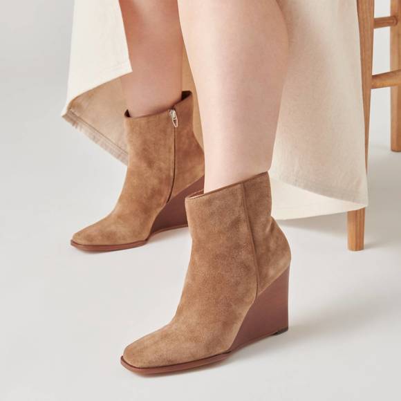 Dolce Vita Susann Wedge Bootie - Free Shipping | DSW NEW DOLCE VITA susann booties in chestnut suede